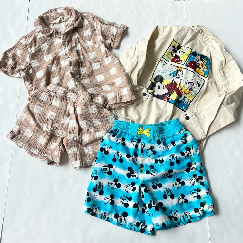 Disney Clothes Outfit & Sets Lot Mickey Mouse 5t Swim Shorts Jacket Shirt